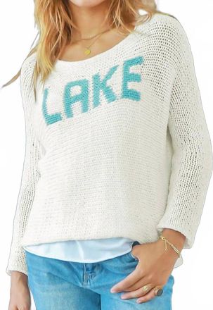 Wooden Ships Chunky Lake Cotton Crew Sweater In Breaker White/azurine