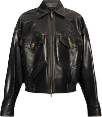 Versace Nappa Blouson - Heren - Leren en Su&egrave;de Jassen - Zwart - XL - Leer - Jassen