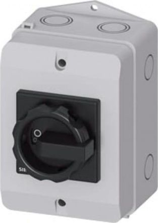 SIEMENS Interruptor Principal En Carcasa 3p 16a 7.5kw Ac23a 400v, Contactos Pomo 1no 1nc, Pomo Negro 3ld2064-1gp51