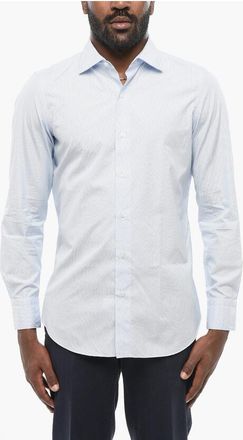 Finamore Hairline Patterned Popeline Shirt with Standard Collar size 40
