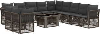 vidaXL Conjunto De Sof&aacute;s De Jard&iacute;n 12 Uds. Gris Rat&aacute;n Sint&eacute;tico Vidaxl