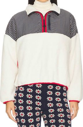 The Great. Plush Terrain Half Zip Jacket In Fr Daisy/cream
