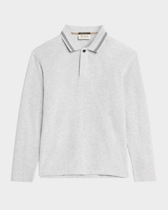 Scotch & Soda Mens Structured Knit Stripe-Collar Polo Shirt