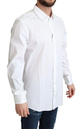 Dolce & Gabbana White Cotton Stretch Men Dress Formal Shirt Elastane