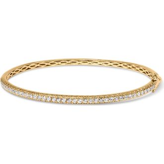 House of Brilliance 14K Gold 1.00 Cttw Half Eternity Diamond Bangle Bracelet in Yellow at Nordstrom