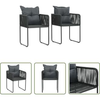 vidaXL vidaXL Sedie in rattan - Sedie da Esterno 2 pz con Cuscini in Polyrattan Nere