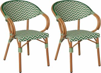 Mobili Rebecca Set de 2 silla de exterior apilable de aluminio verde blanco 84x57x57