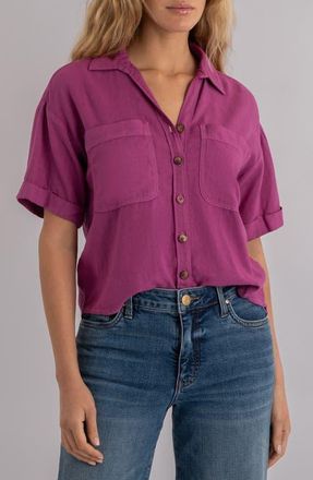 Kut from the Kloth Brianna Boxy Shirt in Magenta at Nordstrom, Size X-Small