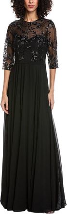 Rene Ruiz Illusion Sleeve Gown