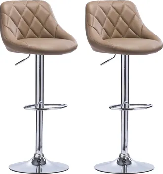 Woltu Woltu Tabouret De Bar En Similicuir Lot De 2 Avec Repose-pieds, Hauteur R&eacute;glable, 35x38x(84-106)cm