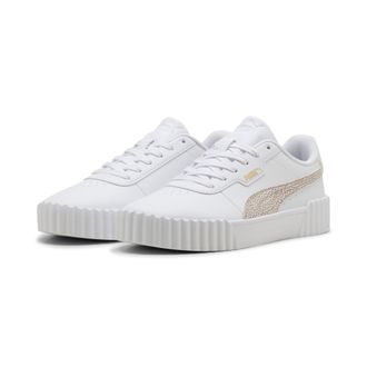 Puma Sneaker PUMA CARINA 3.0 TOPCAT, Damen, Gr. 37,5, puma wei&szlig;, frosted ivory, Synthetik, Schuhe Sneaker, mit Leo-Print