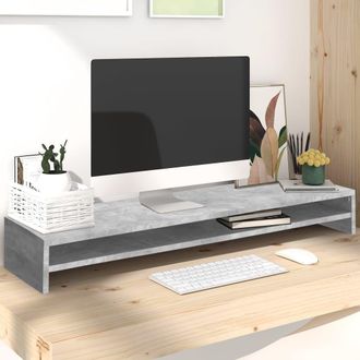 Berkfield Home Monitor Stand Concrete Grey 100x24x13 cm Engineered Wood | Size: 100 x 24 x 13 cm