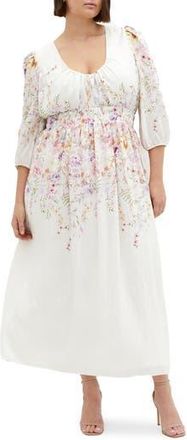 City Chic Keyla Floral Long Sleeve Maxi Dress in Flirty Bdr at Nordstrom Rack, Size Xs/14W