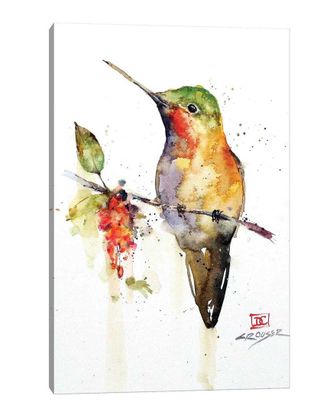 iCanvas Hummingbird On Branch By Dean Crouser Wall Art