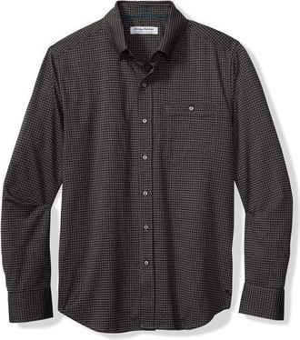 Tommy Bahama San Sebastian Microcheck IslandZone Button-Up Shirt in Black at Nordstrom, Size Xxx-Large