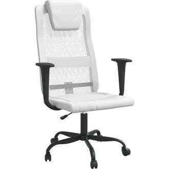 vidaXL Office Chair White Mesh Fabric and Faux Leather vidaXL