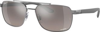 Ray-Ban RB3701 Asian Fit Polarized 004/5J Mens Sunglasses Gunmetal Size 59