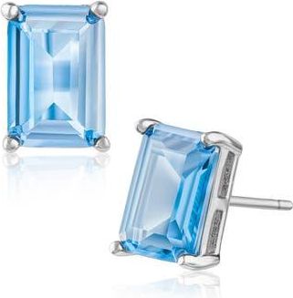 Kenneth Jay Lane Emerald Cut Cubic Zirconia Stud Earrings in Aqua/Silver at Nordstrom Rack