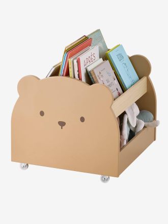 Vertbaudet Kinder B&uuml;cherregal mit Rollen B&Auml;R mokka