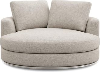 Castlery Hamilton Swivel Armchair 51.2 Customized, Performance Classic Twill Light Grey, Spill Resistant, 360-&deg; Swivel Chair for Home Office