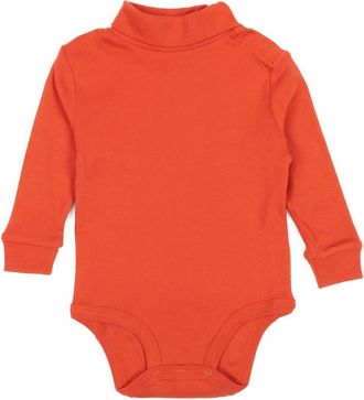 Leveret Cotton Boho Solid Turtleneck Bodysuit in Orange at Nordstrom, Size 18-24M