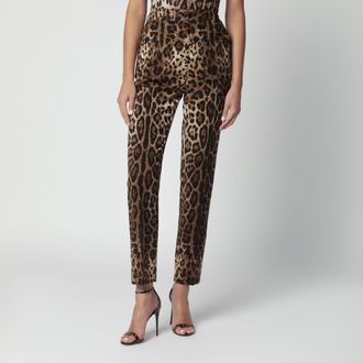 Dolce & Gabbana Pantaloni in tela di lana stretch stampa leopardo