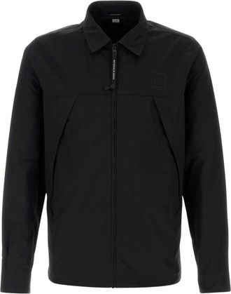 C.P. Company Gabardine Overshirt met Rits - Heren - Zomerjassen - Zwart - M - Katoen - Jassen