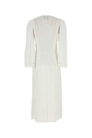 Isabel Marant Womens Lace-Trimmed Crepe Dress White Viscose