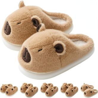 Generic Cartoon Capybara Slippers For Women & Men - Soft Plush Slippers, Plush 3D Cartoon Capibara Shoes (A, One Size, Adult, Women, 9.5, Numeric Range, UK Fo