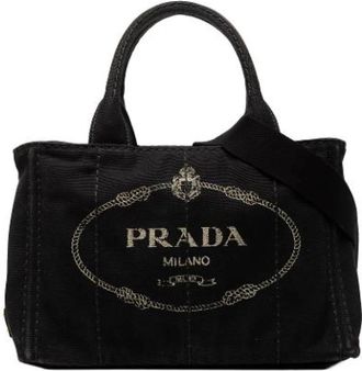 Prada Pre-owned Canvas Satchel - Dames - Vintage Handtas - Zwart - ONE Size - Vintage
