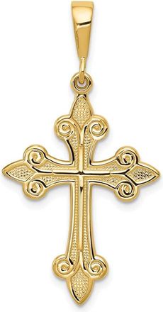 Diamond2Deal 10k Yellow Gold Fleur de Lis Cross Pendant