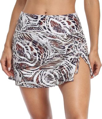 Charmleaks Ladies Swim Skirts Leopard Printed Bikini Bottoms Split Tankini Bathing Suit Bottoms XL