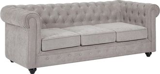 Vente-Unique Sofá 3 plazas de tela gris CHESTERFIELD