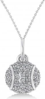 Allurez Diamond Tennis Ball Charm Pendant Necklace 14K White Gold (0.38ct)