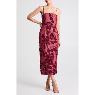 Helsi Gemma Beaded Floral Cocktail Dress in Merlot at Nordstrom, Size Large