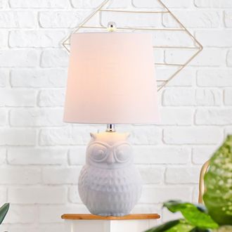 Jonathan Y Designs Hoot Ceramic Mini LED Table Lamp in White at Nordstrom