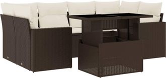 vidaXL Vidaxl - Set Divani Da Giardino 7 Pz Con Cuscini Marrone In Polyrattan