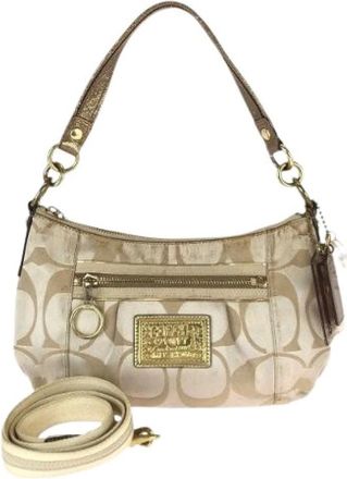 Coach Pre-owned Shoulder Bags, female, Beige, Size: ONE SIZE Pre-owned Canvas Shoulder Bag