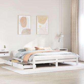 Berkfield Home Bed frame without Mattress White 200x200 cm Solid Wood Pine