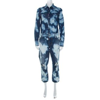 Dsquared2 Indigo Bleached Cotton Denim Jumspsuit