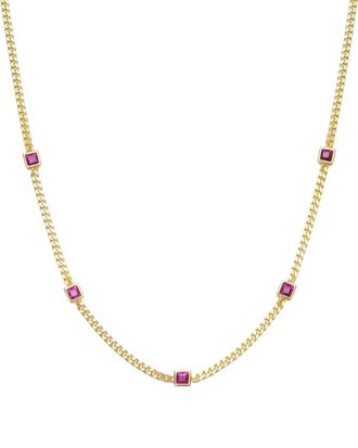 Rachel Glauber 14K Plated CZ Station Necklace