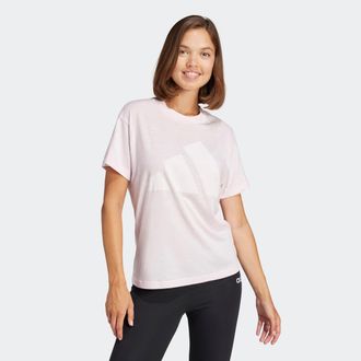 adidas T-Shirt ADIDAS SPORTSWEAR W WINNERS T, Damen, Gr. XL, pink (clear pink, wei&szlig;), Obermaterial: 50% Polyester, 25% Baumwolle, 25% Viskose, Rundhals, Shir