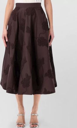 Rotate floral intarsia a line high waist skirt