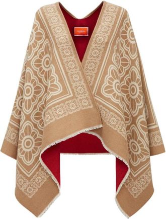La DoubleJ Mix Tiles Poncho - Dames - Ponchos - Beige - ONE Size - Wol - Jassen
