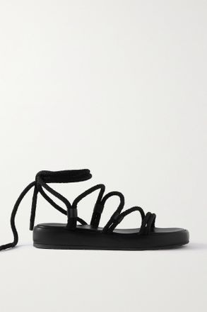 Gianvito Rossi Lace-up Leather-trimmed Rope Sandals - Nero