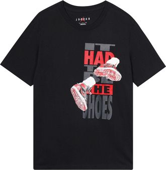 Nike Jordan Air Jordan The Shoes Printing Sports Round Neck Short Sleeve Black DH8954-010