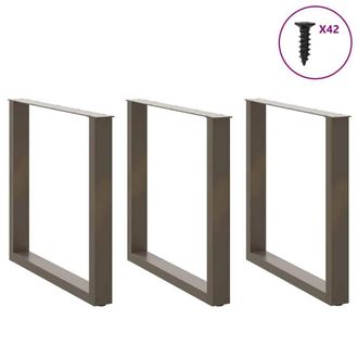 Berkfield Home Modern Coffee Table Legs U-Shaped 3 pcs Natural Steel 80x(72-73) in Brown