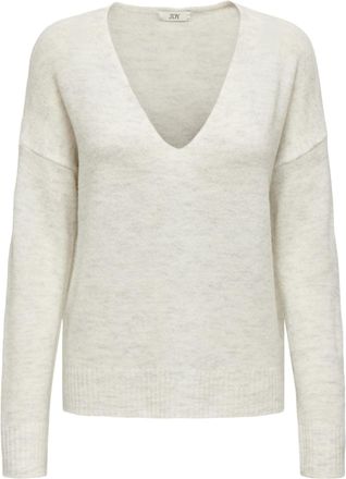 Jacqueline de Yong Jacqueline de Yong Womens Knitted V-Neck Jumper, Cloud Dancer/Detail: Melange, M