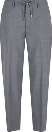 BRIGLIA 1949 Gray Covents Drawstring Waist Wool-Blend Straight-Leg Pants