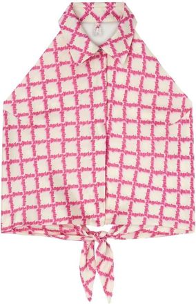 Palm Angels Overhemd met kruislings logo print - Dames - Overhemden - Roze - S - Overhemden